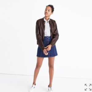 Madewell aviator bomber leather jacket chocolate brown xs NWOT